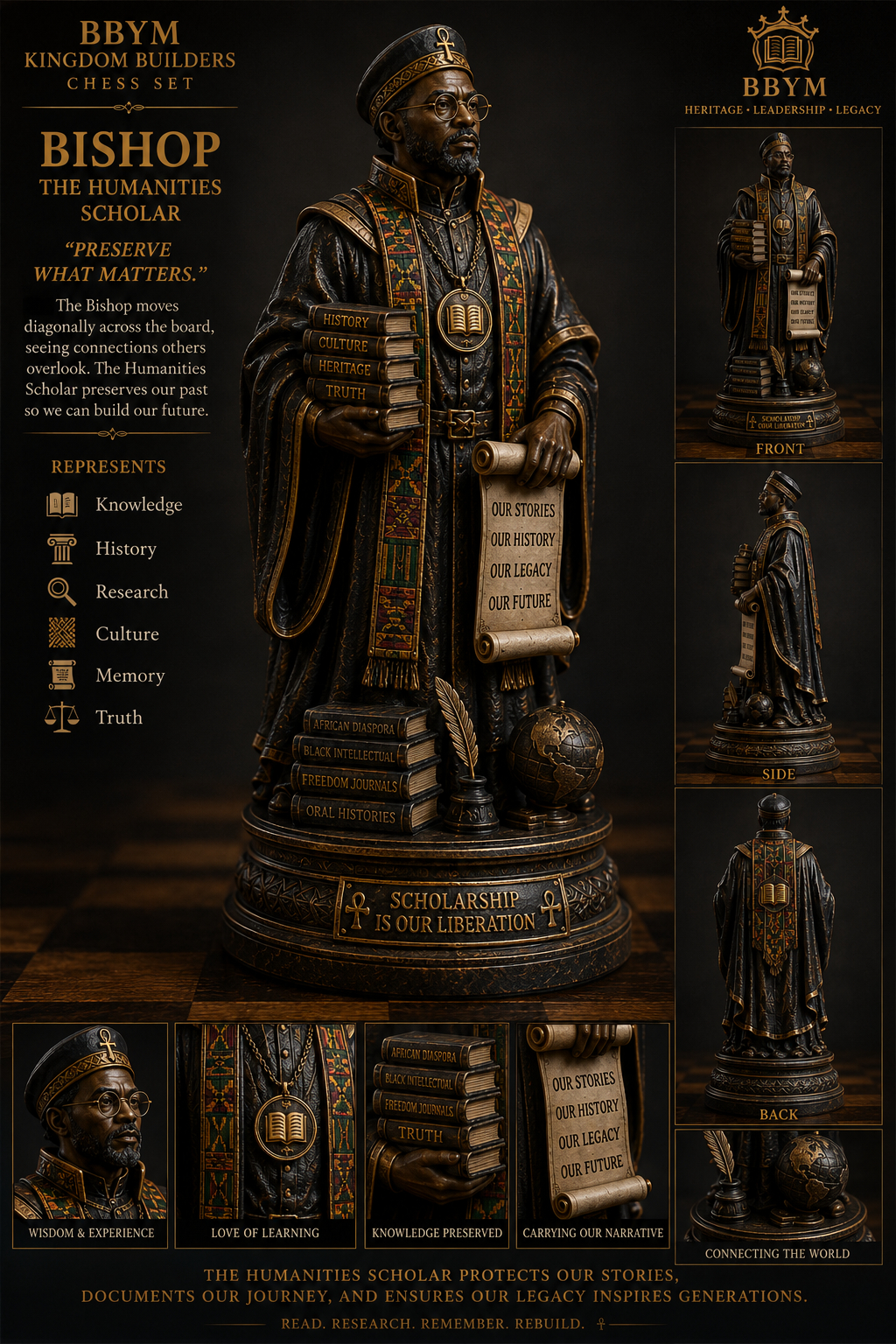 BBYM Bishop chess piece representing the Humanities Scholar